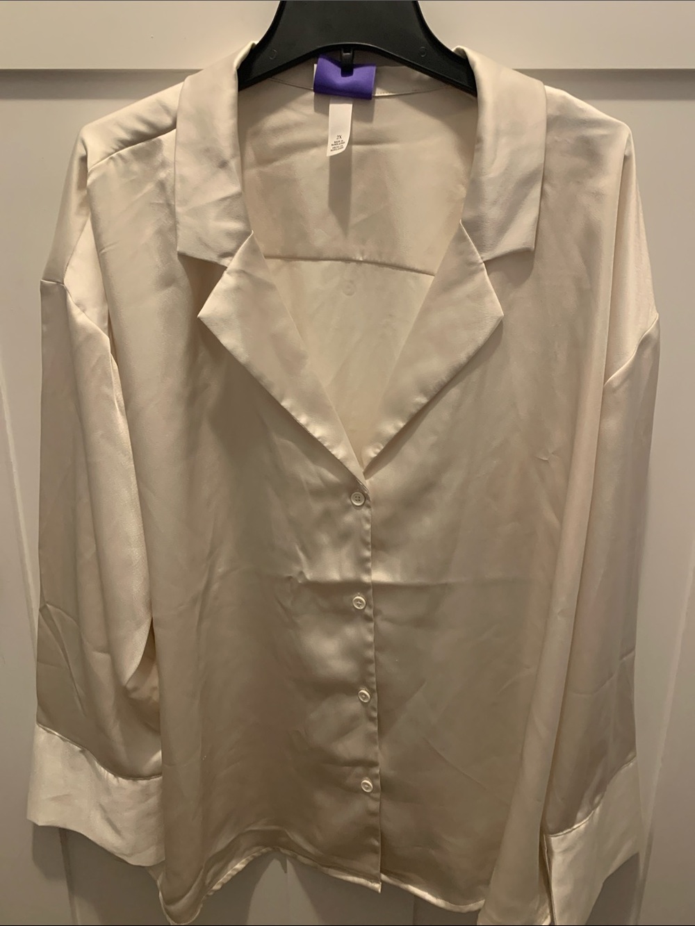 🆕- Future Collective Satin Blouse in Cream Plus Size